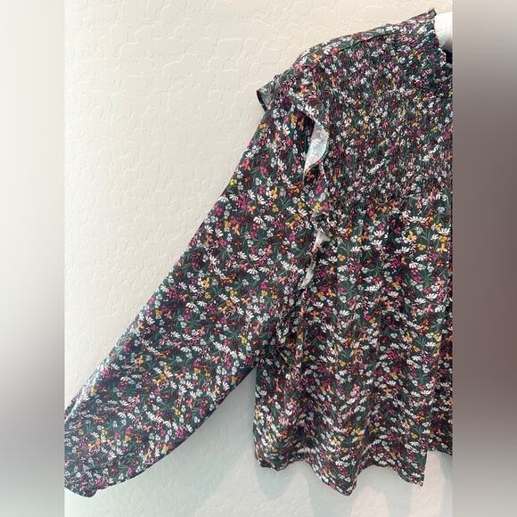 DRAPER JAMES RSVP | Green Floral Smocked Ruffle Blouse NWT | 2X - Picture 4 of 9